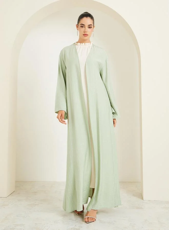 Styli Women Green Embellished Striped Abaya